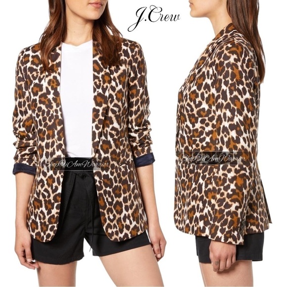 J.Crew Parke linen blend leopard print one button blazer *shop@iamwarrior - Picture 3 of 14